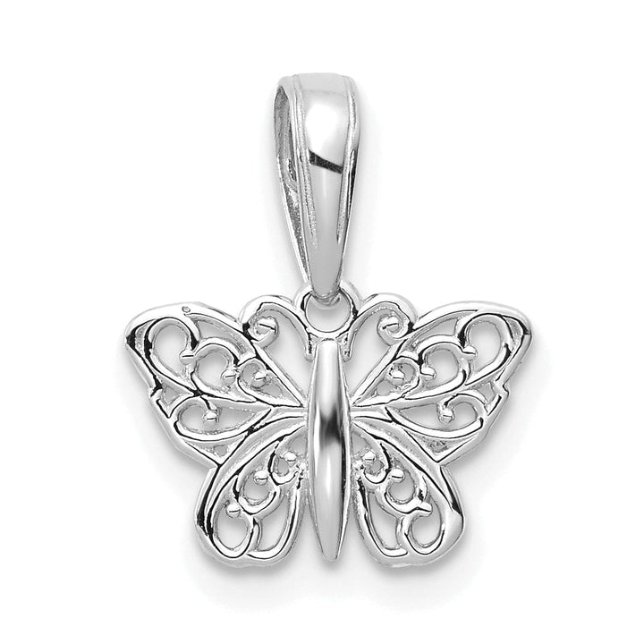Lovely Rita's Pendants & Charms 14k White Gold  Casted Solid Polished Finish Filigree Butterfly Charm Pendant
