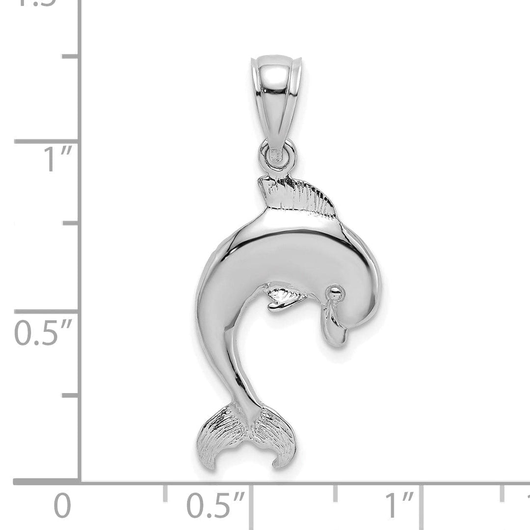 Lovely Rita's Pendants & Charms 14k White Gold Casted Textured and Polished Finish Jumping Dolphin Charm Pendant