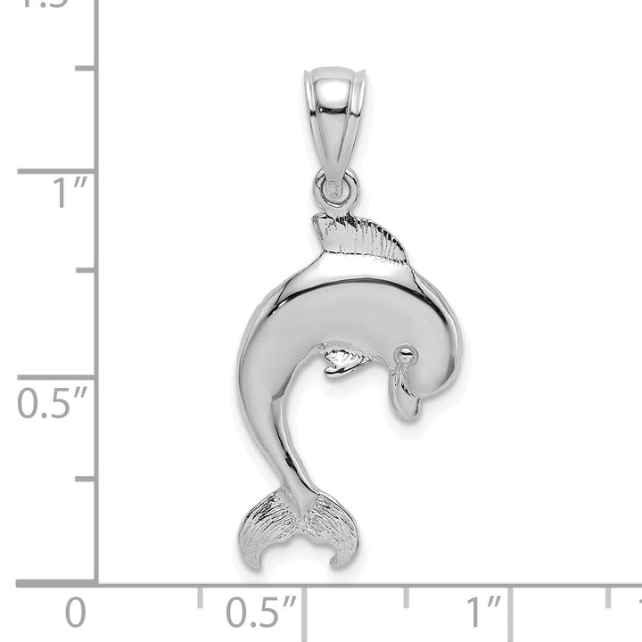 Lovely Rita's Pendants & Charms 14k White Gold Casted Textured and Polished Finish Jumping Dolphin Charm Pendant