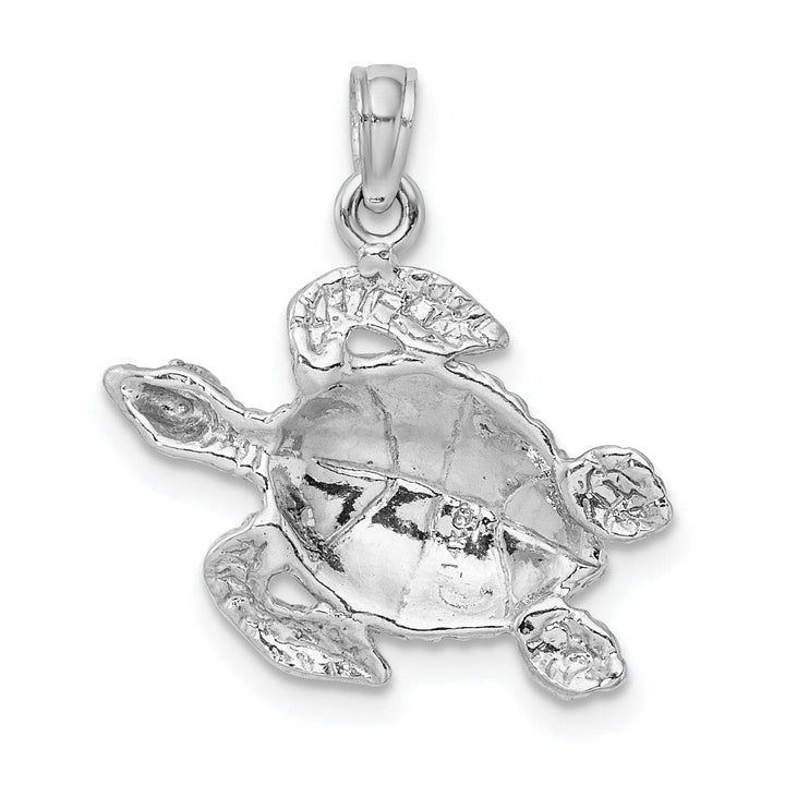 Lovely Rita's Pendants & Charms 14K White Gold Casted Textured and Polished Finish Solid Men's Sea Turtle Charm Pendant