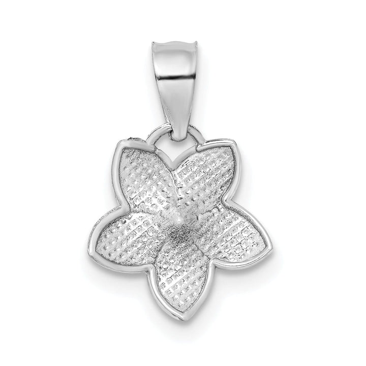 Lovely Rita's Pendants & Charms 14K White Gold Casted Textured Polished Finish Mini Plumeria Charm Pendant