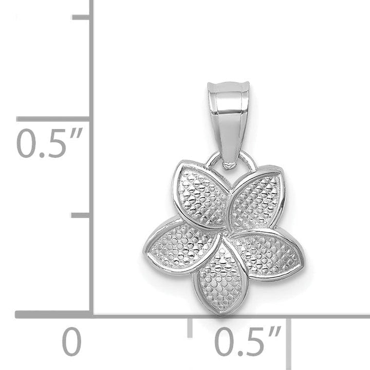 Lovely Rita's Pendants & Charms 14K White Gold Casted Textured Polished Finish Mini Plumeria Charm Pendant