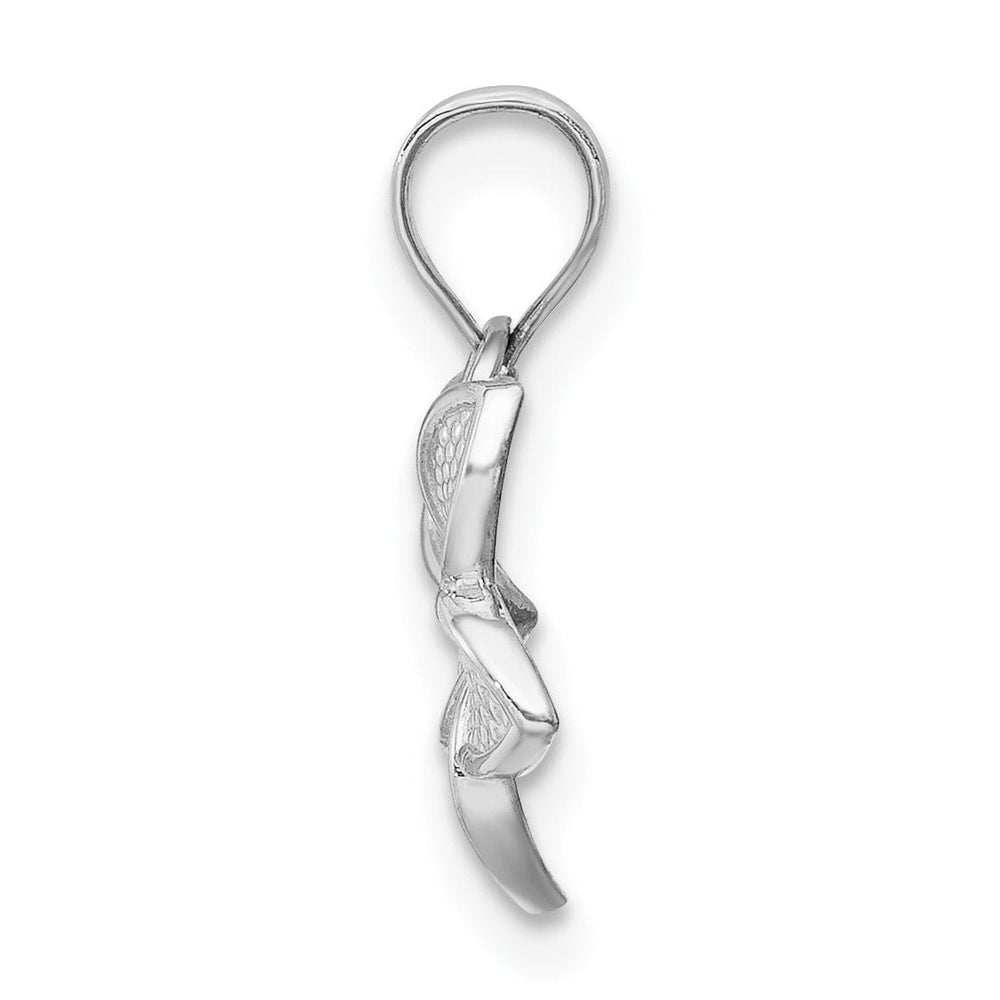 Lovely Rita's Pendants & Charms 14K White Gold Casted Textured Polished Finish Mini Plumeria Charm Pendant