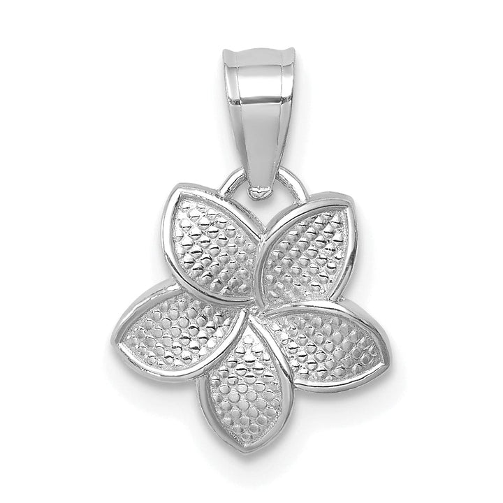 Lovely Rita's Pendants & Charms 14K White Gold Casted Textured Polished Finish Mini Plumeria Charm Pendant