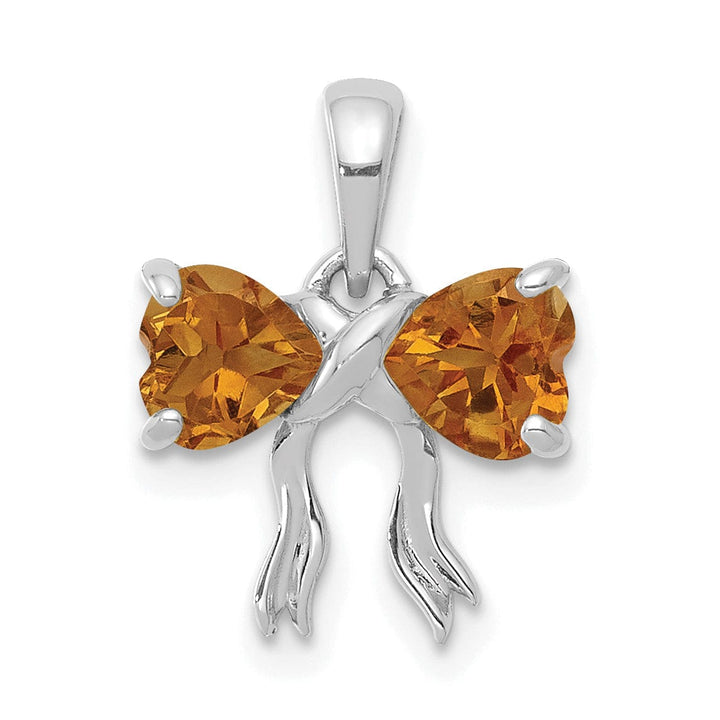 Lovely Rita's Pendants & Charms 14k White Gold Citrine Birthstone Bow Pendant