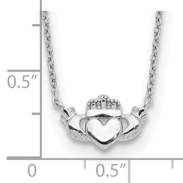 Lovely Rita's Pendants & Charms 14K White Gold Claddagh Pendant Design 17-inch Cable Chain Necklace Set