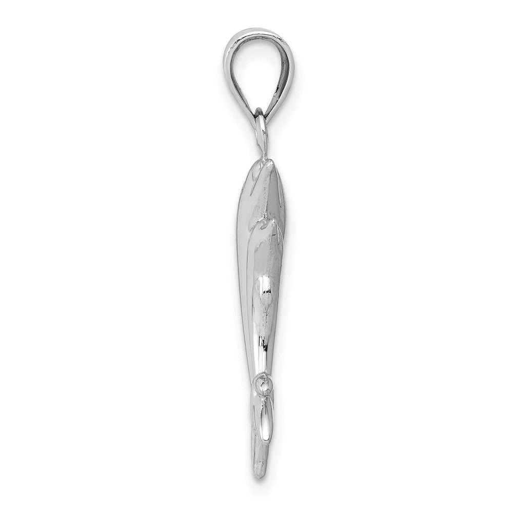 Lovely Rita's Pendants & Charms 14k White Gold Closed Back Polished Finish Two Dolphin Pair Swimming Back Wards Design Charm Pendant