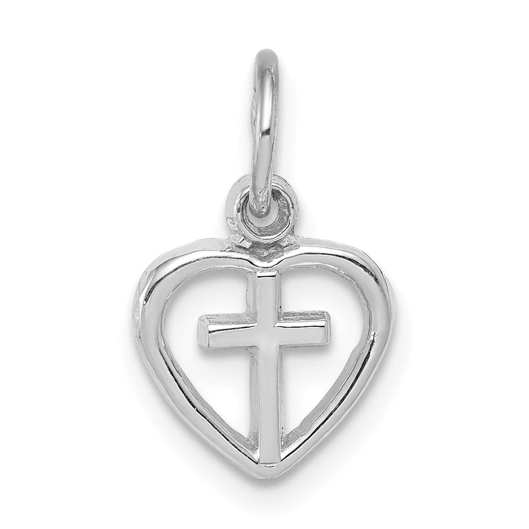 Lovely Rita's Pendants & Charms 14k White Gold Cross in Heart Charm Pendant
