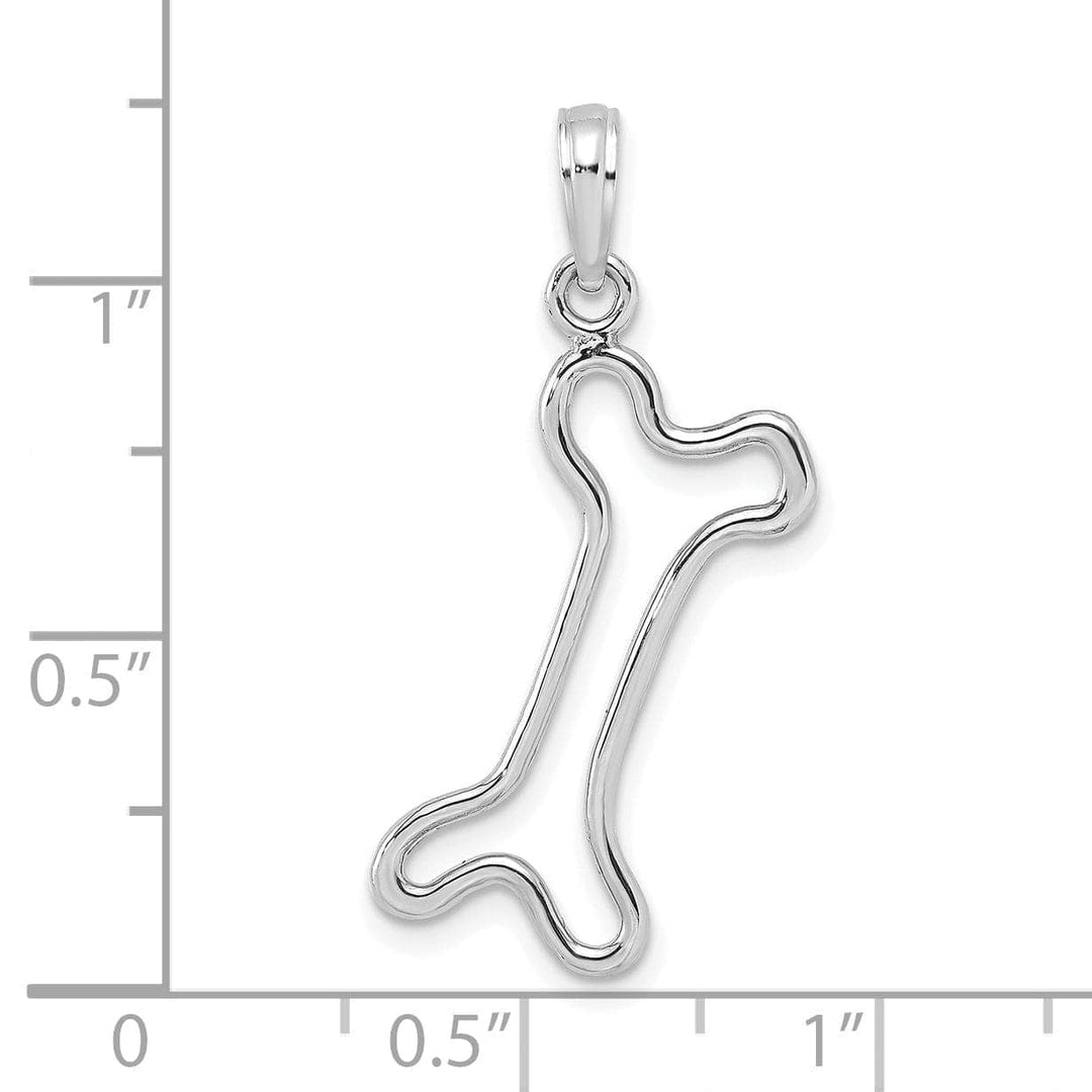 Lovely Rita's Pendants & Charms 14K White Gold Cut-Out Design Polished Finish Dog Bone Charm Pendant