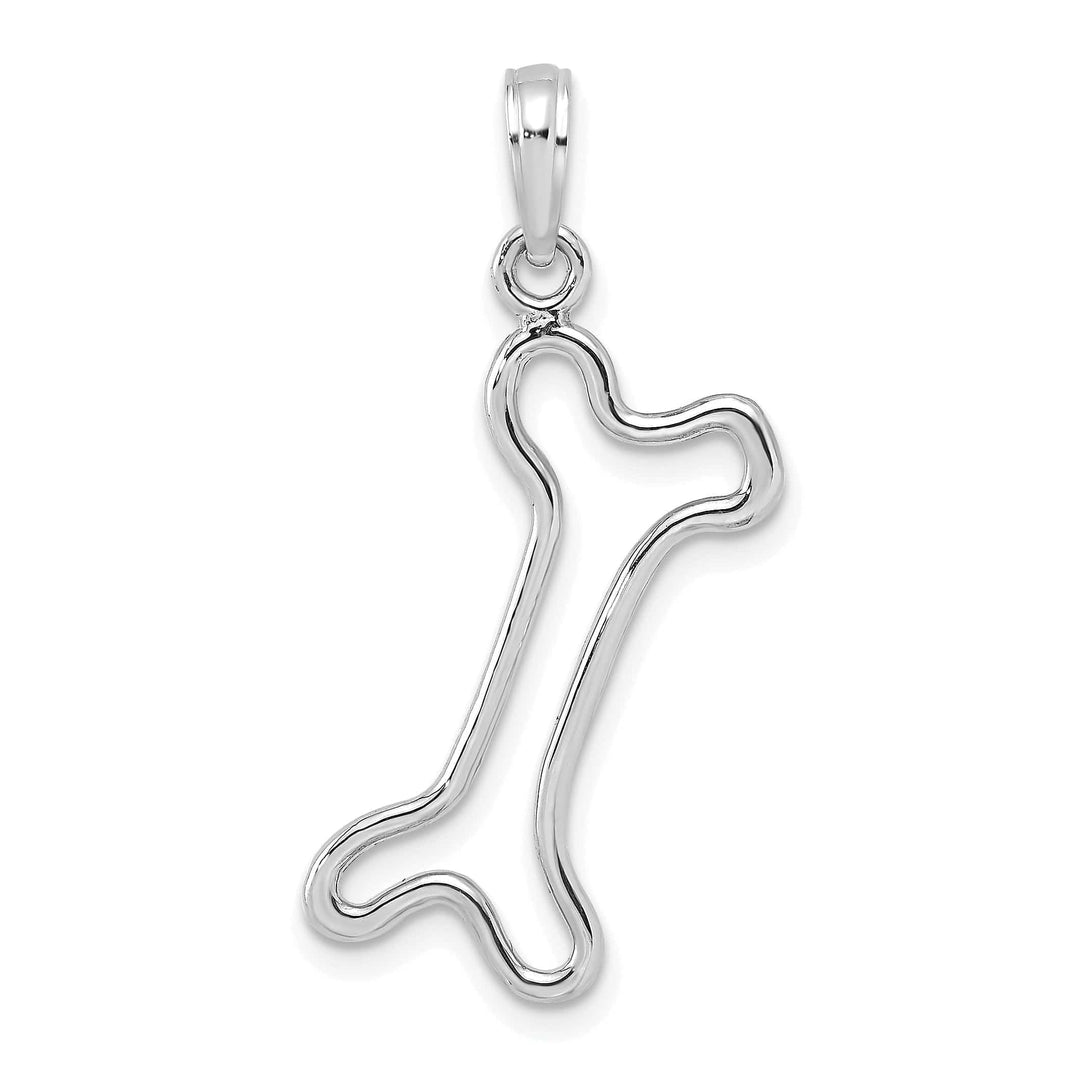 Lovely Rita's Pendants & Charms 14K White Gold Cut-Out Design Polished Finish Dog Bone Charm Pendant