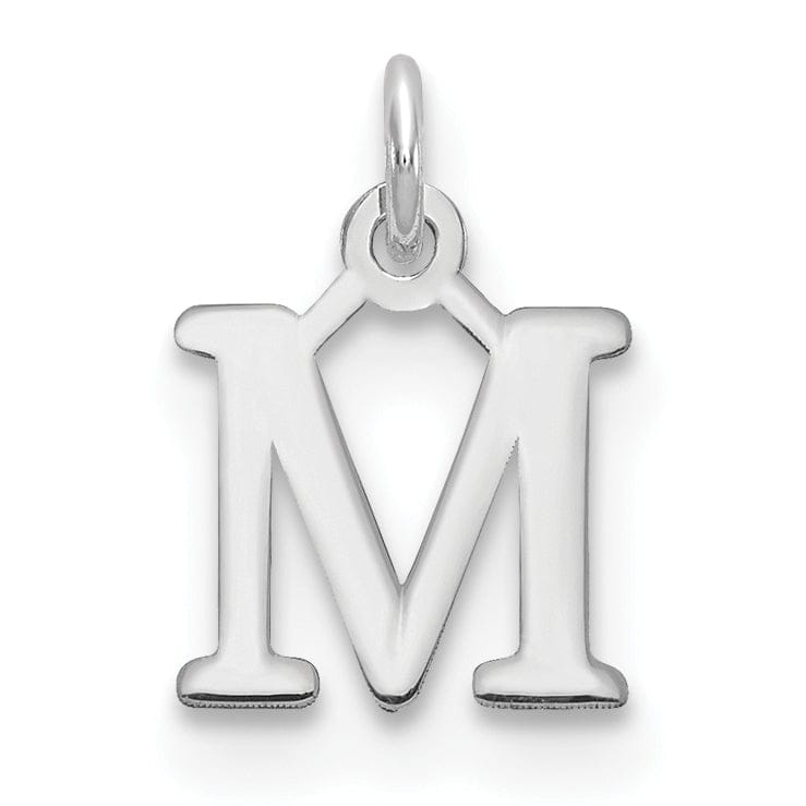 Lovely Rita's Pendants & Charms 14k White Gold Cut-Out Letter M Initial Design Charm Pendant