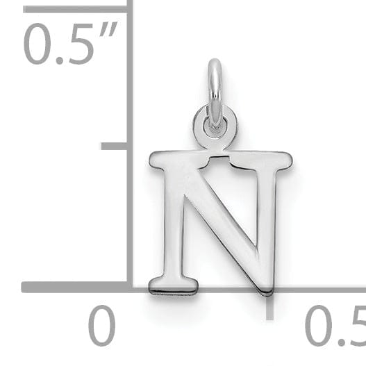 Lovely Rita's Pendants & Charms 14k White Gold Cut-Out Letter N Initial Design Charm Pendant