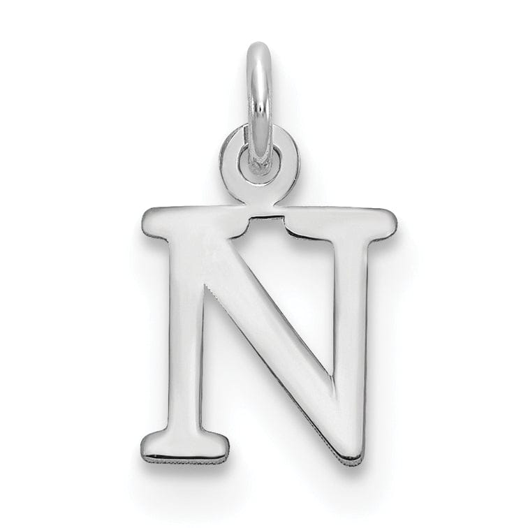 Lovely Rita's Pendants & Charms 14k White Gold Cut-Out Letter N Initial Design Charm Pendant