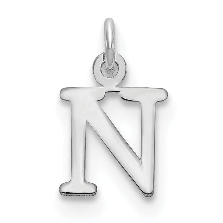 Lovely Rita's Pendants & Charms 14k White Gold Cut-Out Letter N Initial Design Charm Pendant