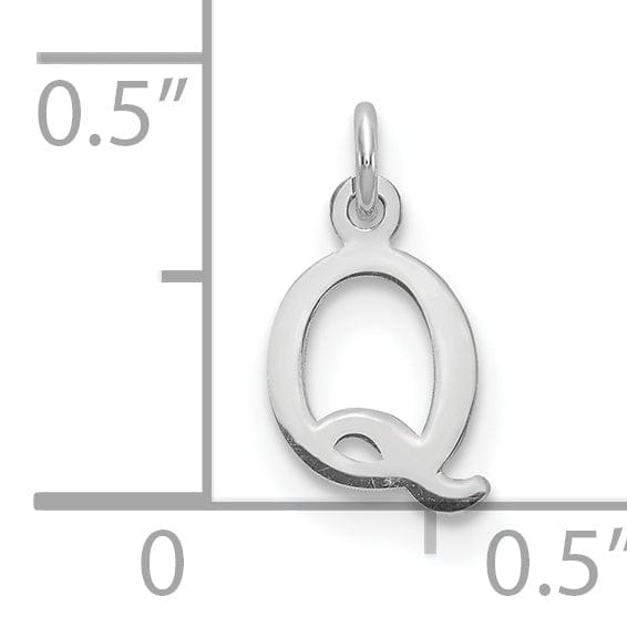 Lovely Rita's Pendants & Charms 14k White Gold Cut-Out Letter Q Initial Design Charm Pendant
