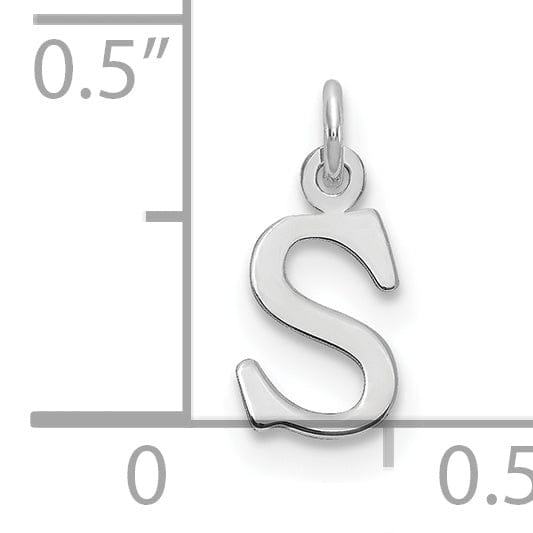 Lovely Rita's Pendants & Charms 14k White Gold Cut-Out Letter S Initial Design Charm Pendant