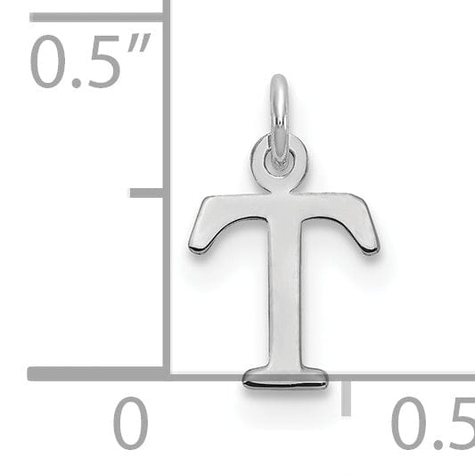 Lovely Rita's Pendants & Charms 14k White Gold Cut-Out Letter T Initial Design Charm Pendant