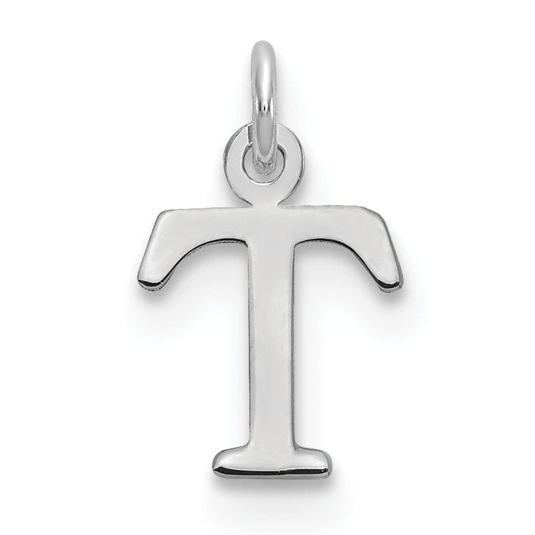 Lovely Rita's Pendants & Charms 14k White Gold Cut-Out Letter T Initial Design Charm Pendant