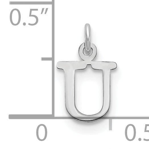 Lovely Rita's Pendants & Charms 14k White Gold Cut-Out Letter U Initial Design Charm Pendant