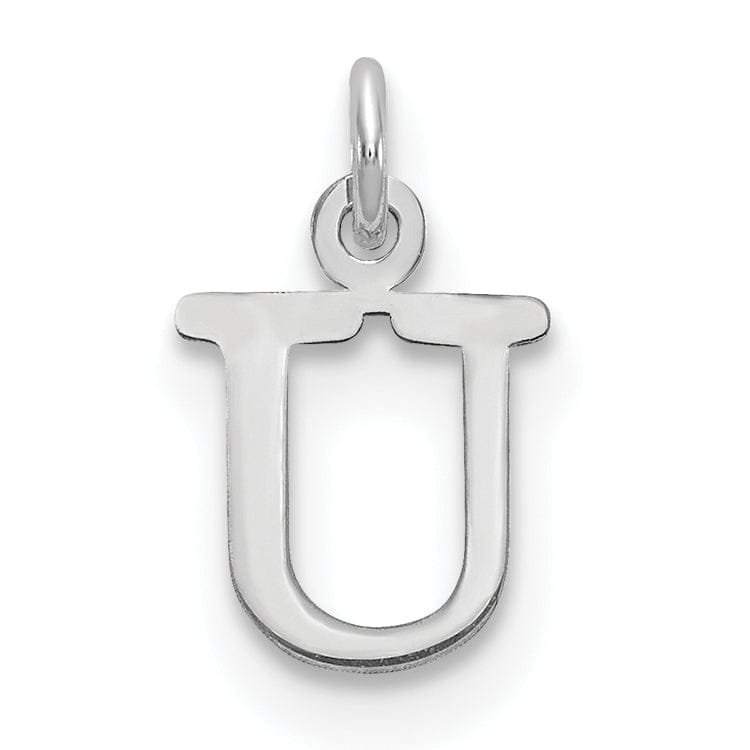 Lovely Rita's Pendants & Charms 14k White Gold Cut-Out Letter U Initial Design Charm Pendant