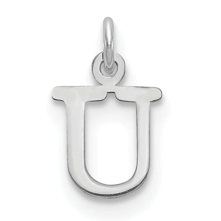 Lovely Rita's Pendants & Charms 14k White Gold Cut-Out Letter U Initial Design Charm Pendant