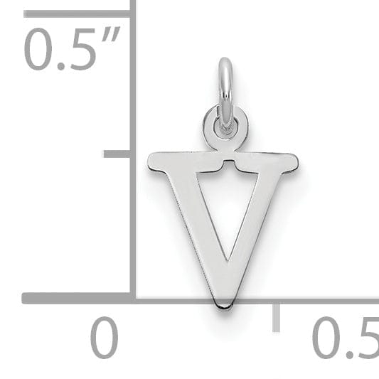 Lovely Rita's Pendants & Charms 14k White Gold Cut-Out Letter V Initial Design Charm Pendant