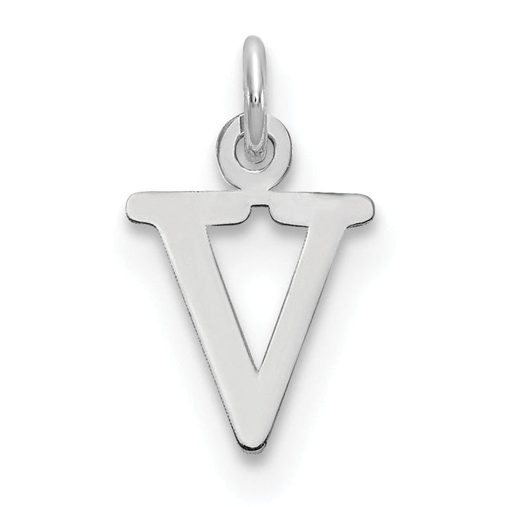 Lovely Rita's Pendants & Charms 14k White Gold Cut-Out Letter V Initial Design Charm Pendant