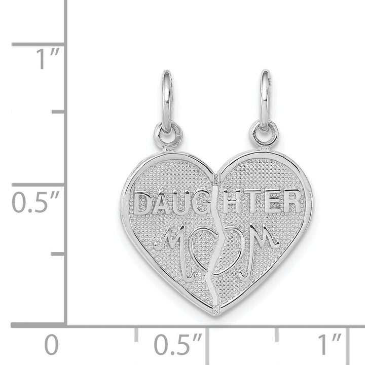 Lovely Rita's Pendants & Charms 14k White Gold Daughter Mom 2 Piece Heart Charm