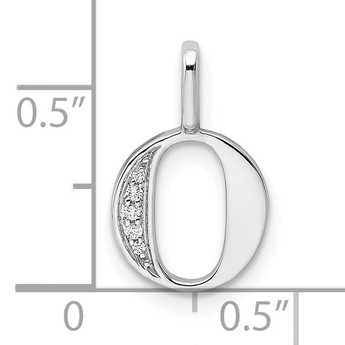 Lovely Rita's Pendants & Charms 14K White Gold Diamond 0.021-CT Letter 0 Initial Charm Pendant