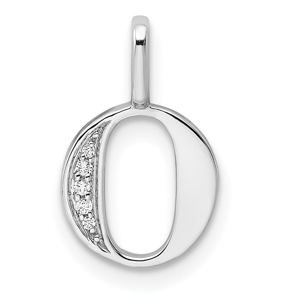 Lovely Rita's Pendants & Charms 14K White Gold Diamond 0.021-CT Letter 0 Initial Charm Pendant