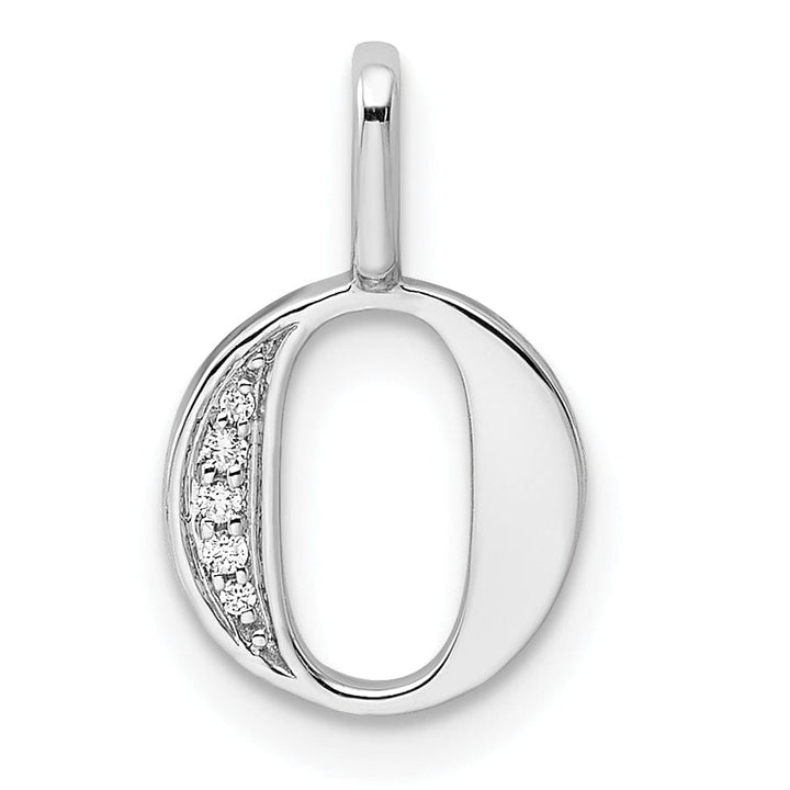Lovely Rita's Pendants & Charms 14K White Gold Diamond 0.021-CT Letter 0 Initial Charm Pendant