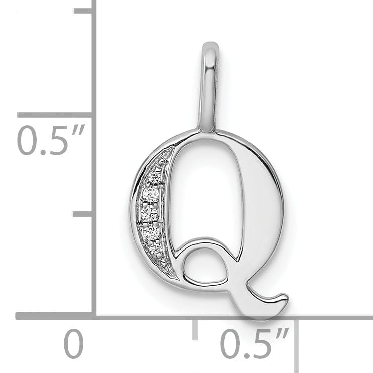 Lovely Rita's Pendants & Charms 14K White Gold Diamond 0.021-CT Letter Q Initial Charm Pendant