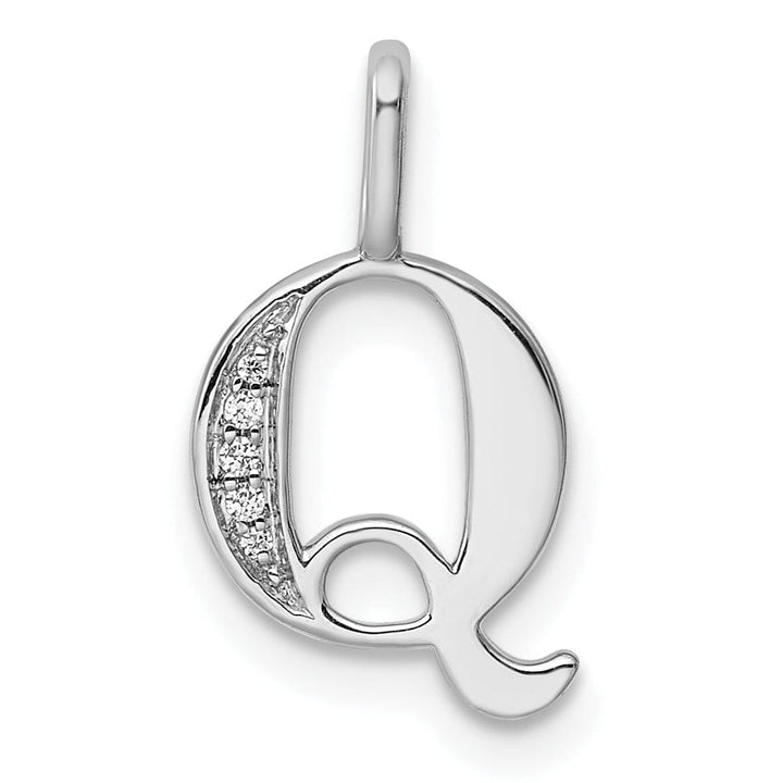Lovely Rita's Pendants & Charms 14K White Gold Diamond 0.021-CT Letter Q Initial Charm Pendant
