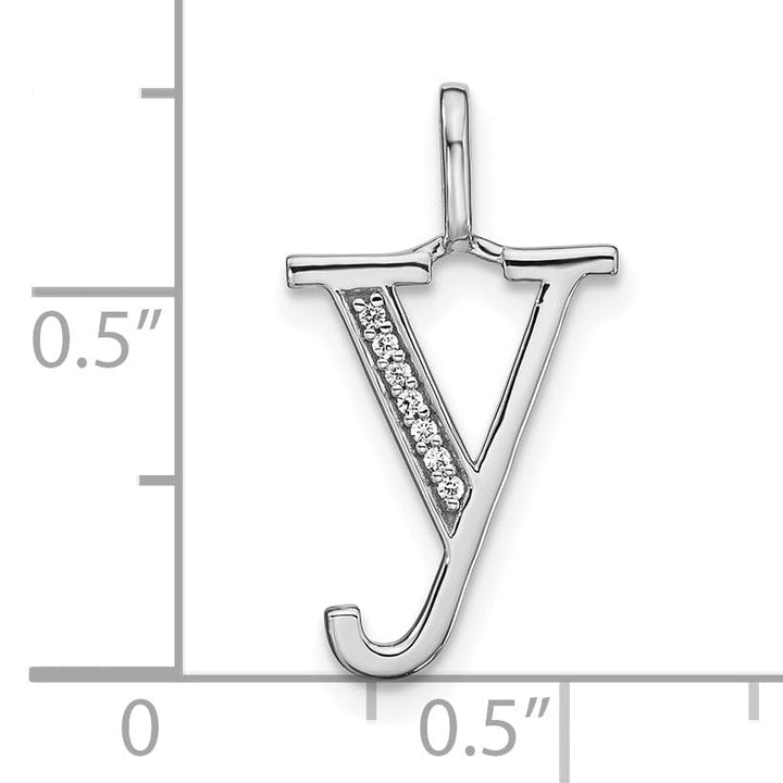 Lovely Rita's Pendants & Charms 14K White Gold Diamond 0.021-CT Lower Case Style Y Initial Charm Pendant