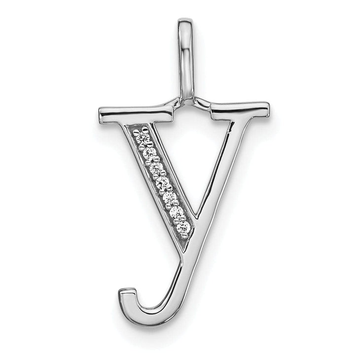 Lovely Rita's Pendants & Charms 14K White Gold Diamond 0.021-CT Lower Case Style Y Initial Charm Pendant