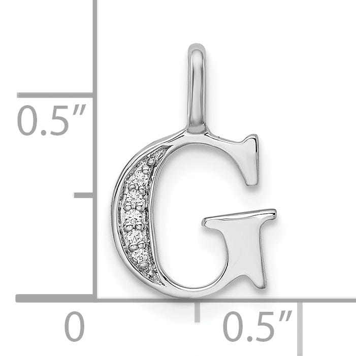 Lovely Rita's Pendants & Charms 14K White Gold Diamond 0.025-CT Letter G Initial Charm Pendant