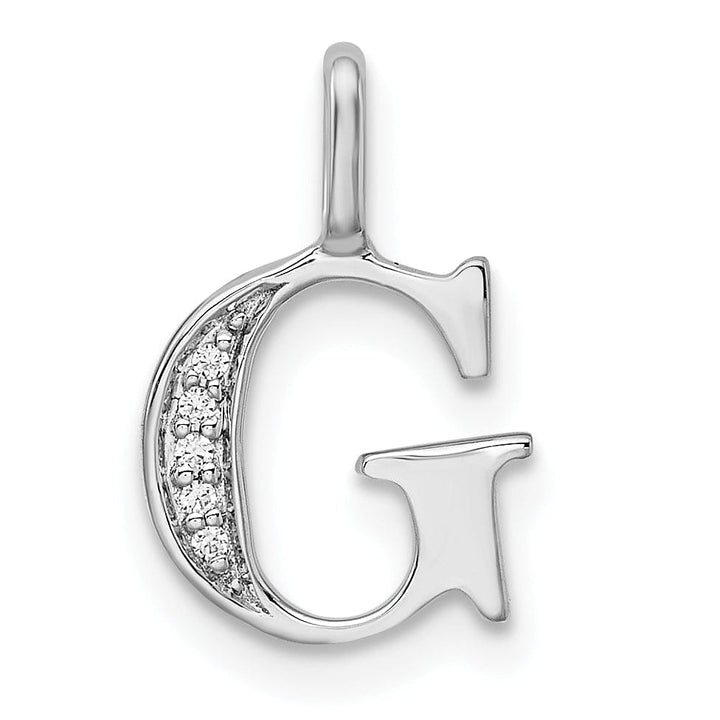 Lovely Rita's Pendants & Charms 14K White Gold Diamond 0.025-CT Letter G Initial Charm Pendant