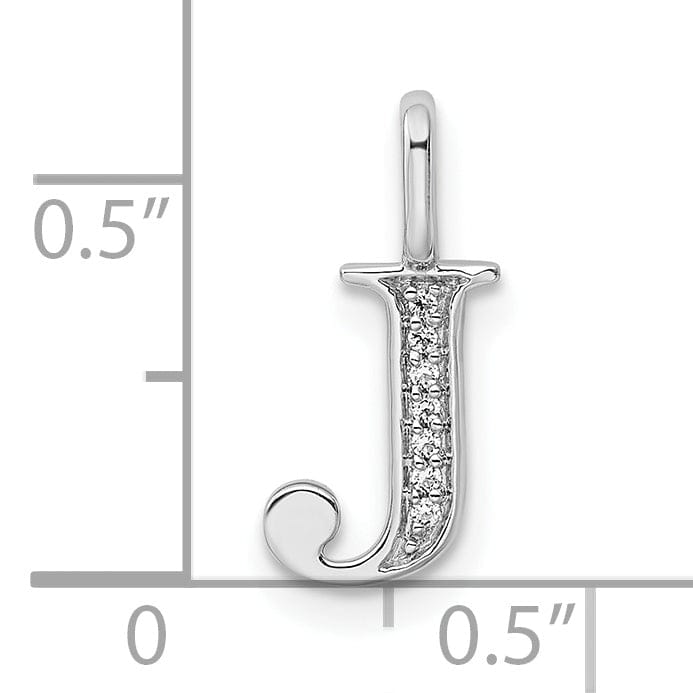 Lovely Rita's Pendants & Charms 14K White Gold Diamond 0.025-CT Letter J Initial Charm Pendant