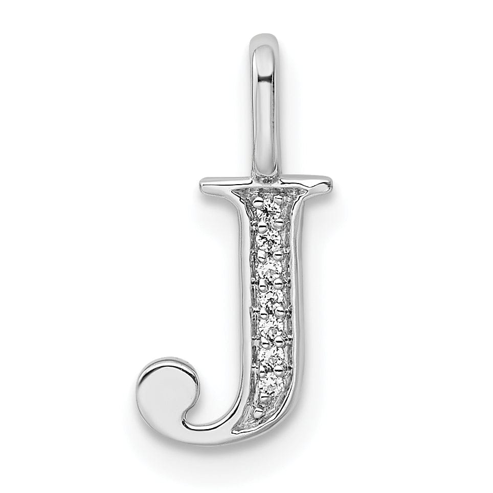 Lovely Rita's Pendants & Charms 14K White Gold Diamond 0.025-CT Letter J Initial Charm Pendant