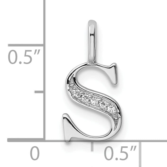 Lovely Rita's Pendants & Charms 14K White Gold Diamond 0.025-CT Letter S Initial Charm Pendant