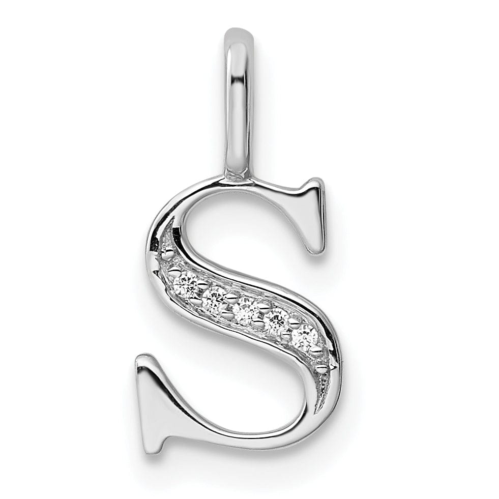 Lovely Rita's Pendants & Charms 14K White Gold Diamond 0.025-CT Letter S Initial Charm Pendant
