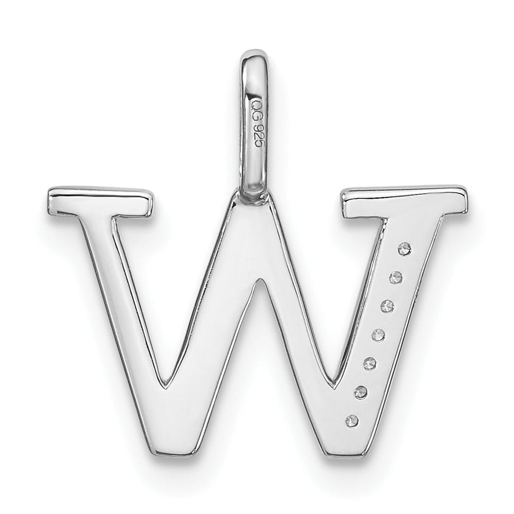 Lovely Rita's Pendants & Charms 14K White Gold Diamond 0.025-CT Lower Case Style W Initial Charm Pendant