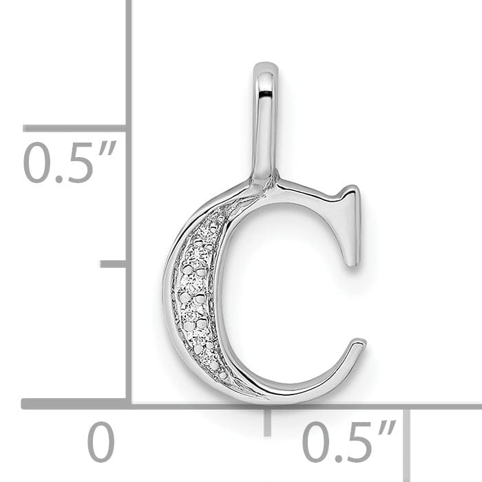 Lovely Rita's Pendants & Charms 14K White Gold Diamond 0.026-CT Letter C Initial Pendant