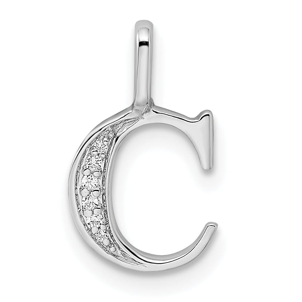Lovely Rita's Pendants & Charms 14K White Gold Diamond 0.026-CT Letter C Initial Pendant