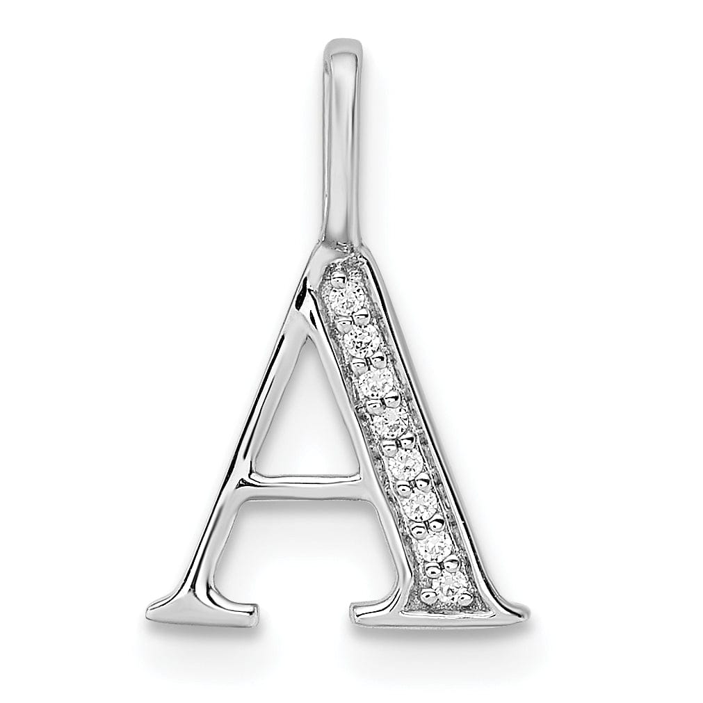 Lovely Rita's Pendants & Charms 14K White Gold Diamond 0.028-CT Letter A Initial Charm Pendant