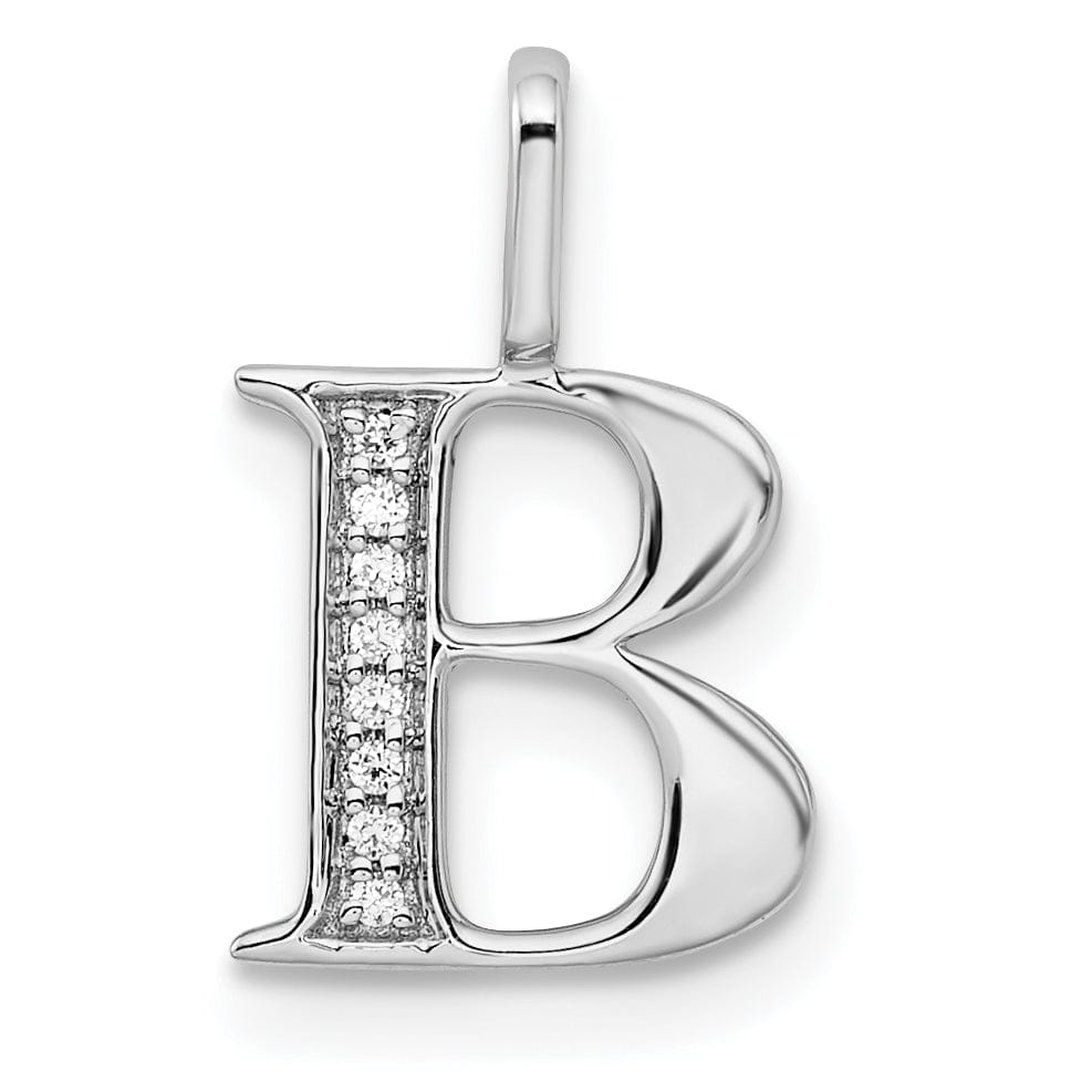 Lovely Rita's Pendants & Charms 14K White Gold Diamond 0.028-CT Letter B Initial Charm Pendant