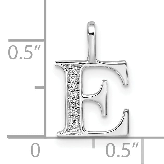 Lovely Rita's Pendants & Charms 14K White Gold Diamond 0.028-CT Letter E Initial Charm Pendant