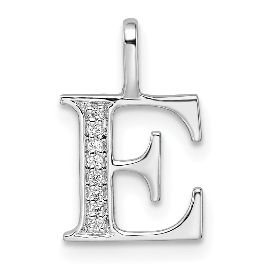 Lovely Rita's Pendants & Charms 14K White Gold Diamond 0.028-CT Letter E Initial Charm Pendant