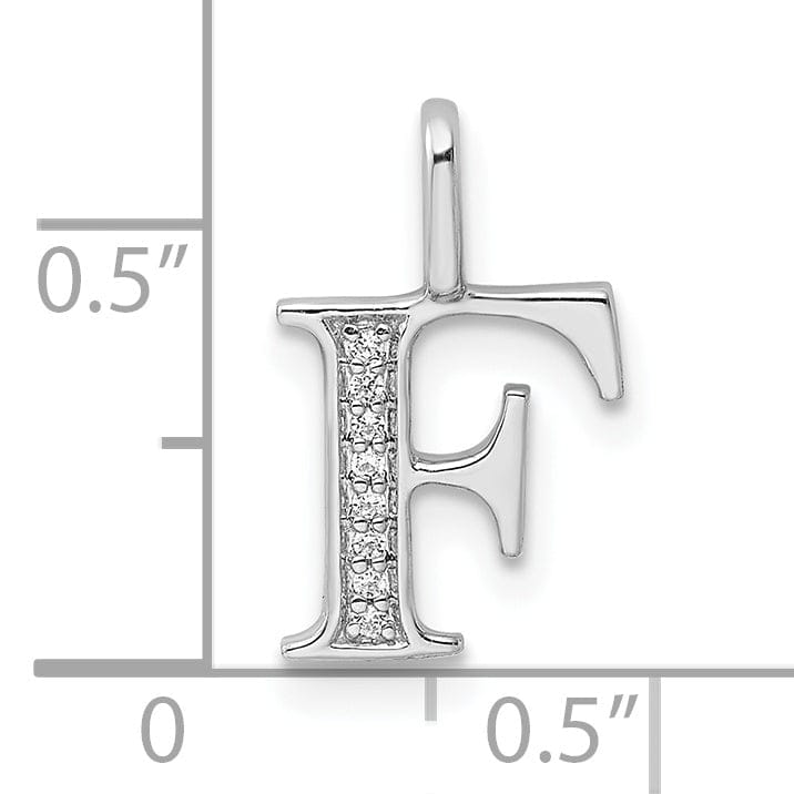 Lovely Rita's Pendants & Charms 14K White Gold Diamond 0.028-CT Letter F Initial Charm Pendant