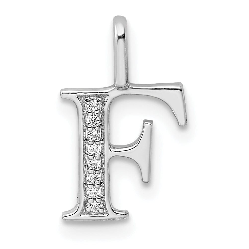 Lovely Rita's Pendants & Charms 14K White Gold Diamond 0.028-CT Letter F Initial Charm Pendant